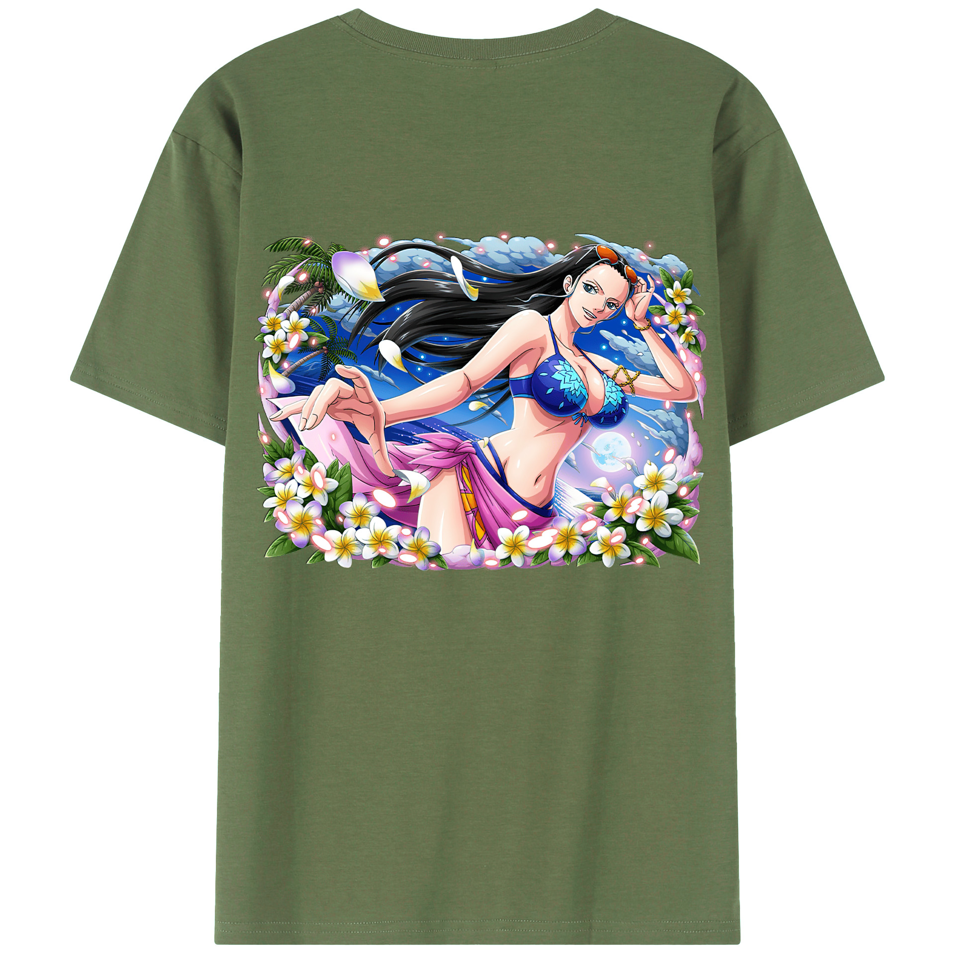 ワンピース ニコ・ロビン ONE PIECE Nico Robin 綿100％ メンズ半袖Tシャツ（バックプリント） 通気性